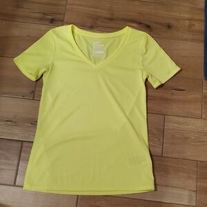 Nike Yellow V-Neck Fitted Short Sleeve T-Shirt